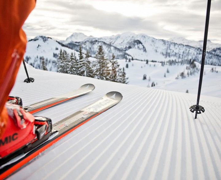Als erster auf der Piste im Snow Space Salzburg
